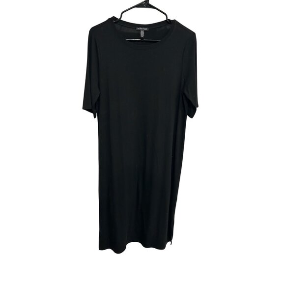 Eileen Fisher Crewneck Short Sleeve T-Shirt Dress Black Sz Small Minimalist - Picture 1 of 9